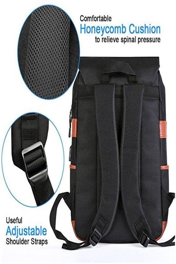 Generic Professional Slim USB Charging Travel Backpack Black/Brown  - Image 3