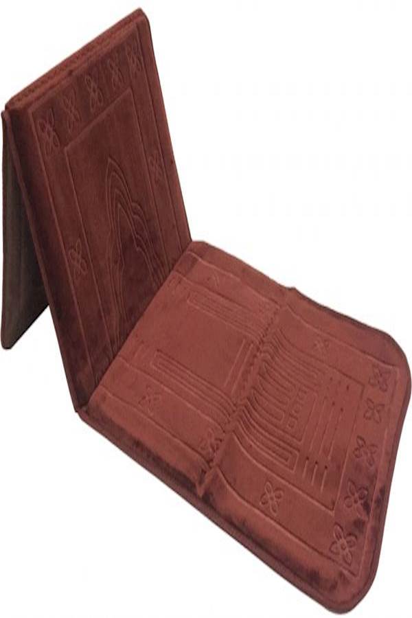 Foldable Prayer Mat With Backrest Brown 145x54cm - Image 2