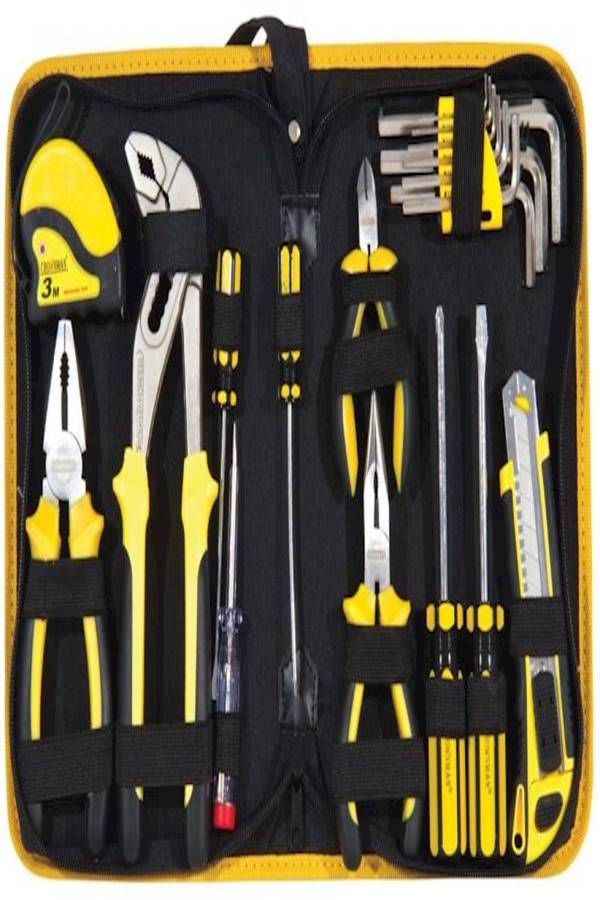 Crownman 20-Piece Basic Hand Tool Set Black/Yellow - Image 2