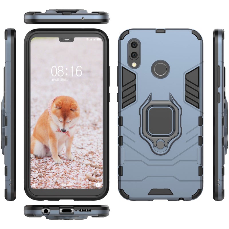 Anti-Fall Ring Bracket Full Package Armor Phone Case Cover For Huawei P-Smart 2019 Blue