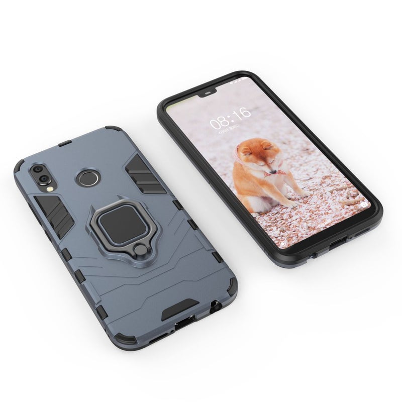 Anti-Fall Ring Bracket Full Package Armor Phone Case Cover For Huawei P-Smart 2019 Blue