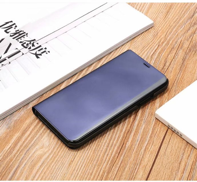 Ultra-Thin Translucent View Mirror Flip Electroplate Stand Case Cover For Apple iPhone Xs Max Black - Image 2