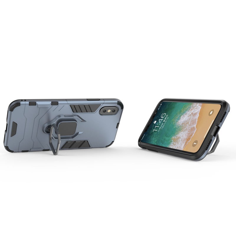 Generic - Anti-Fall Ring Bracket Full Package Armor Phone Case Cover For Apple iPhone Xr Blue - Image 1