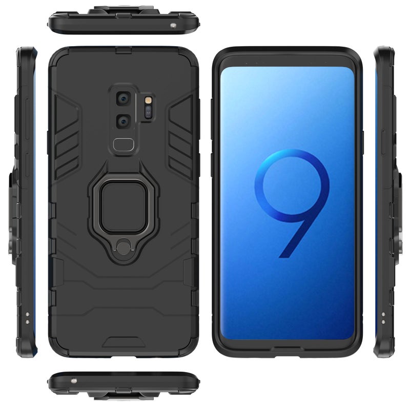 Anti-Fall Ring Bracket Full Package Armor Phone Case Cover For Samsung Galaxy S9 Plus Black - Image 2