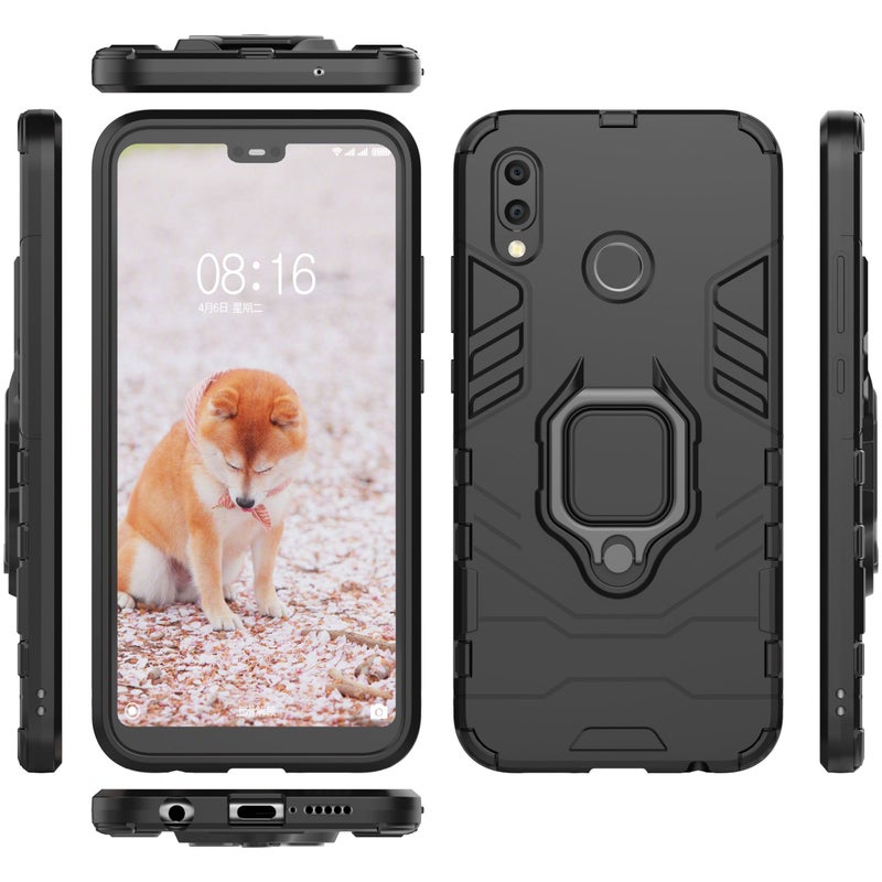Anti-Fall Ring Bracket Full Package Armor Phone Case Cover For Huawei P-Smart 2019 Black  - Image 2