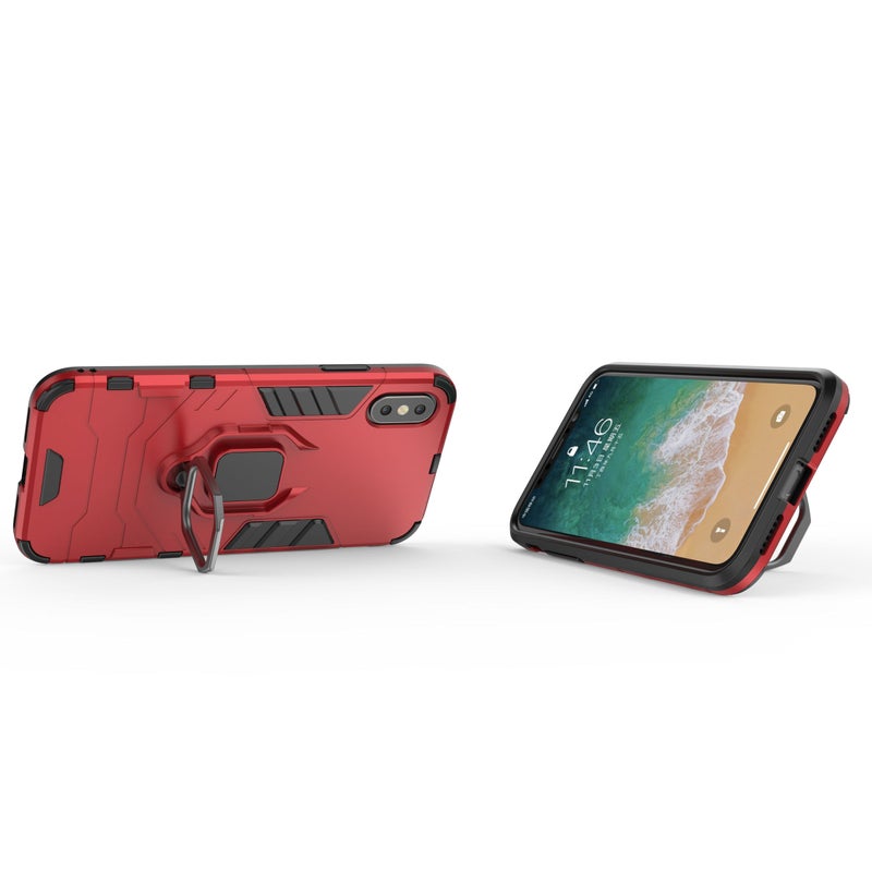 Generic - Anti-Fall Ring Bracket Full Package Armor Phone Case Cover For Apple iPhone Xr Red - Image 1