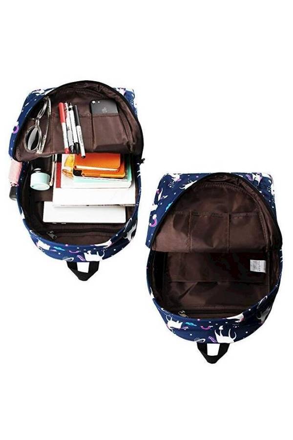 3-Piece Canvas Backpack Set Blue/White  - Image 3