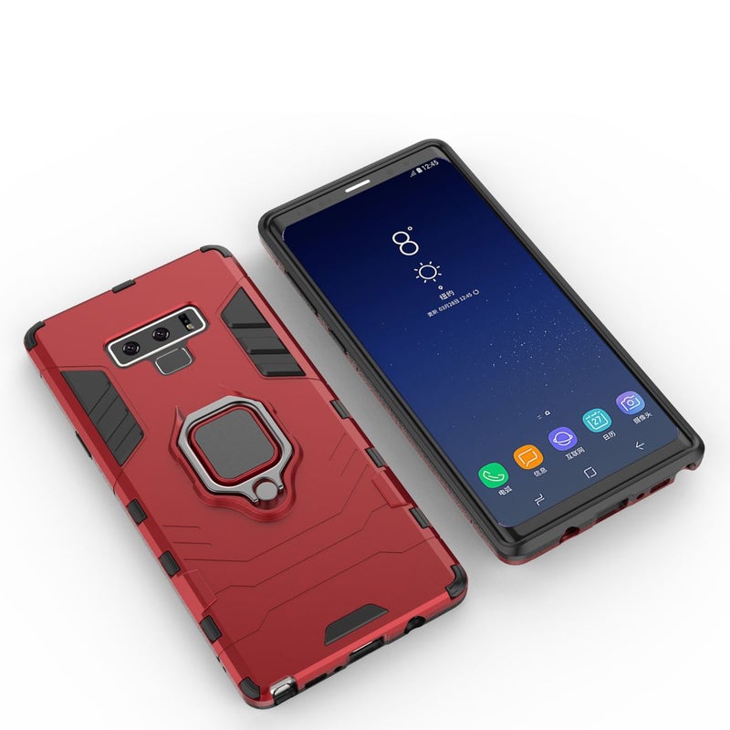 Anti-Fall Ring Bracket Full Package Armor Phone Case Cover For Samsung Galaxy Note 9 Red - Image 2