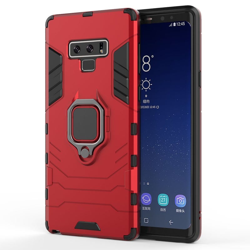 Anti-Fall Ring Bracket Full Package Armor Phone Case Cover For Samsung Galaxy Note 9 Red - Image 4