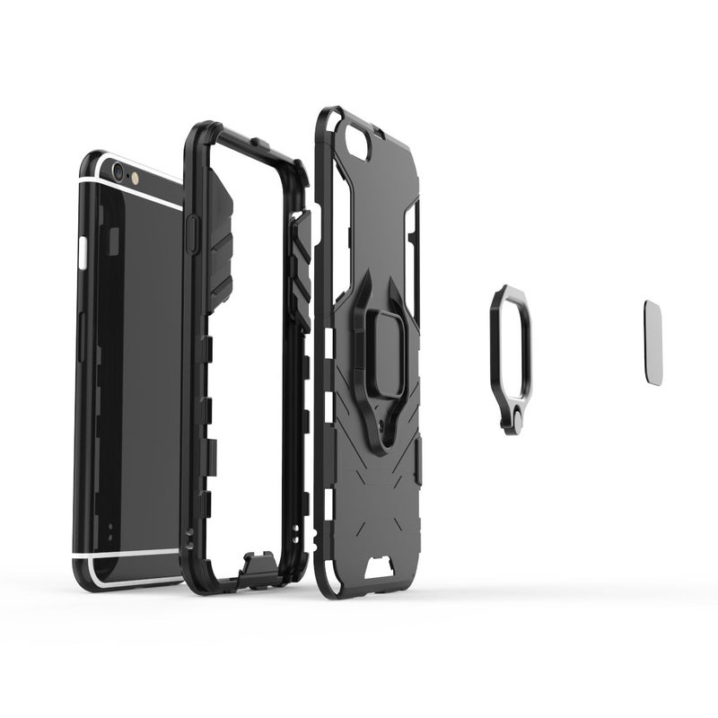 Anti-Fall Ring Bracket Full Package Armor Phone Case Cover For Apple iPhone 7 Plus Black  - Image 2