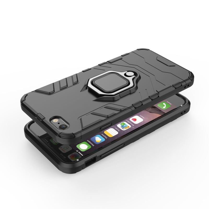 Anti-Fall Ring Bracket Full Package Armor Phone Case Cover For Apple iPhone 7 Plus Black  - Image 3