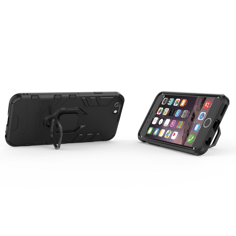 Anti-Fall Ring Bracket Full Package Armor Phone Case Cover For Apple iPhone 7 Plus Black  - Image 4