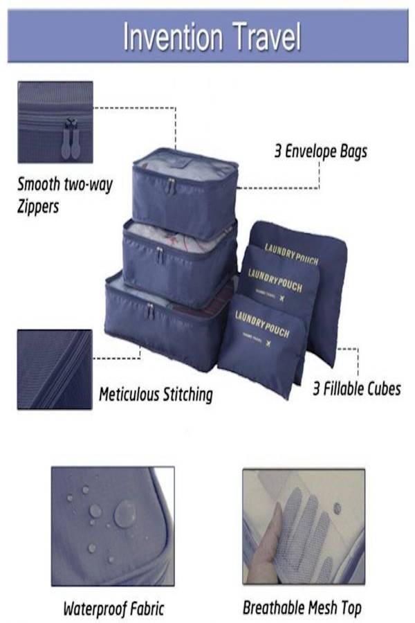 Generic - 6-Piece Travel Packing Organizers Set Blue - Image 1