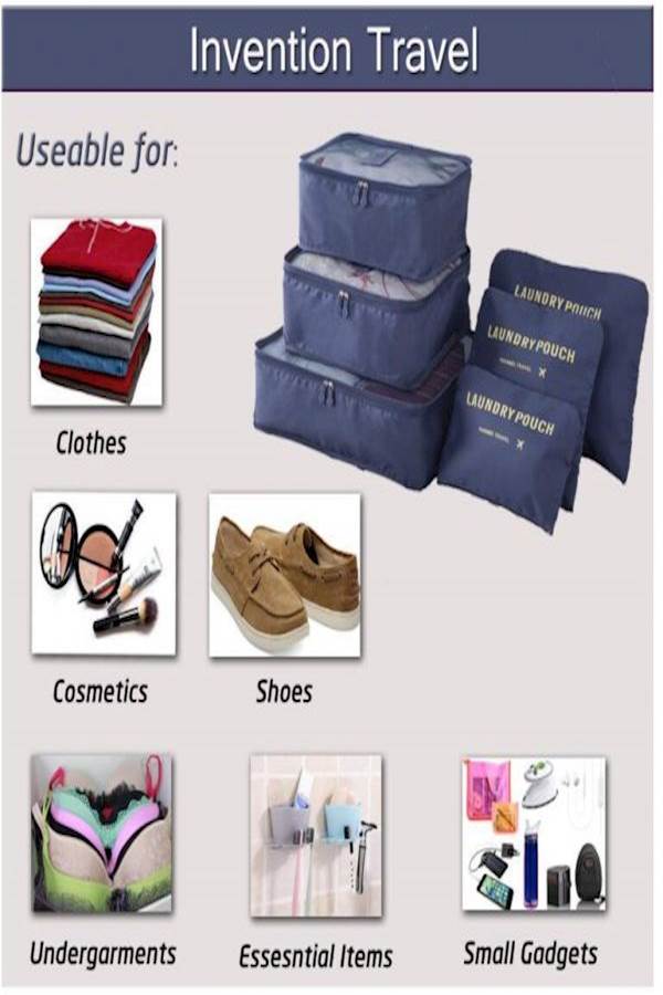 Generic - 6-Piece Travel Packing Organizers Set Blue - Image 1
