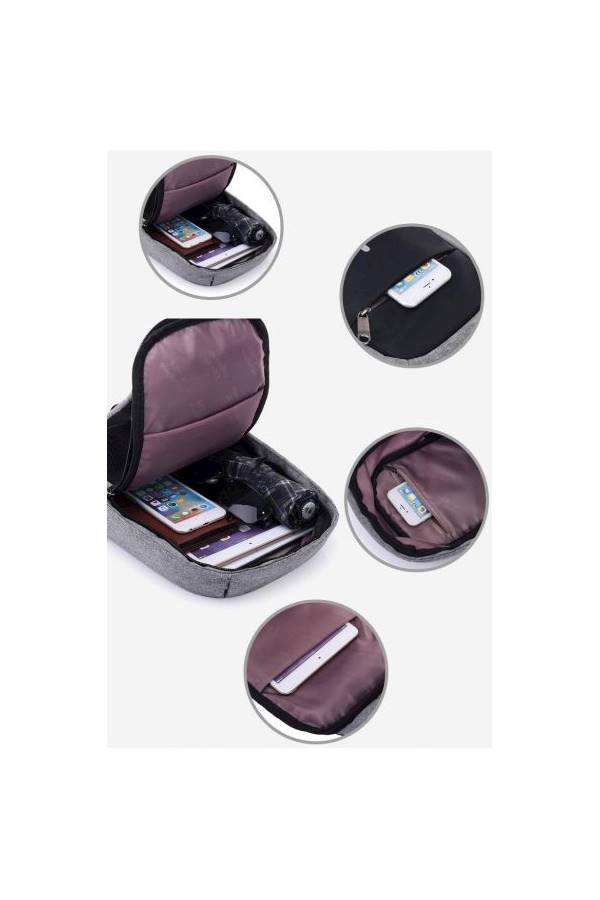 حقيبة مضادة للسرقة مزودة بشاحن USB أسود - Image 3