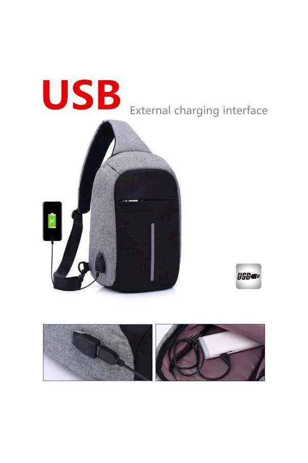 حقيبة مضادة للسرقة مزودة بشاحن USB أسود - Image 4