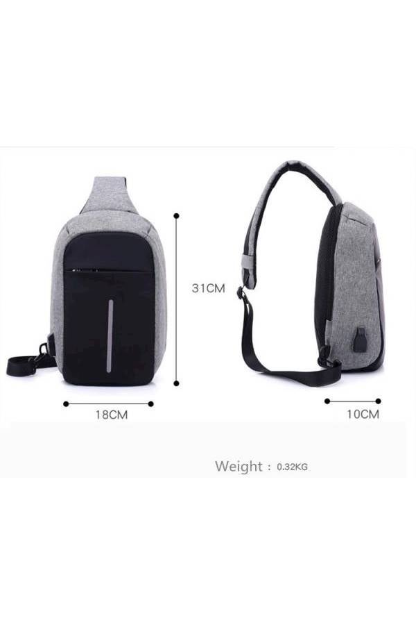 حقيبة مضادة للسرقة مزودة بشاحن USB أسود - Image 5