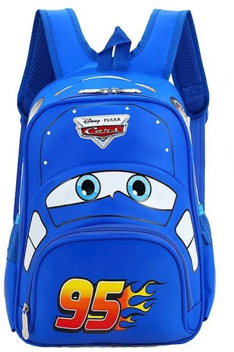 Cartoon Small Car School Backpack Blue
