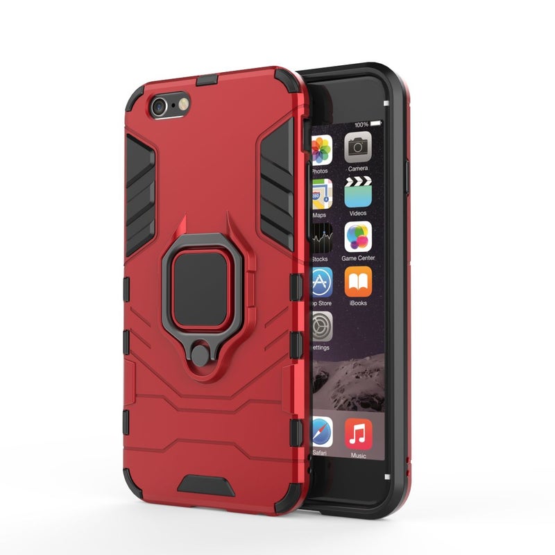 iPhone 5 Anti-Fall Ring Bracket Full Package Armor Phone Case Full Package Armor Red - Image 2