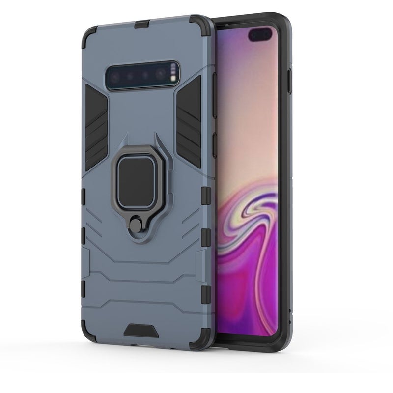 Anti-Fall Ring Bracket Full Package Armor Phone Case Cover For Samsung Galaxy S10 Blue  - Image 3