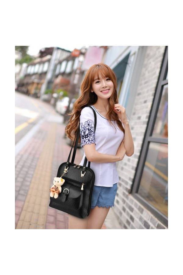 حقيبة ظهر بتصميم مميز أسود - Image 3