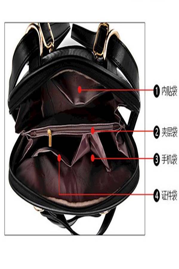 حقيبة ظهر بتصميم مميز أسود - Image 4