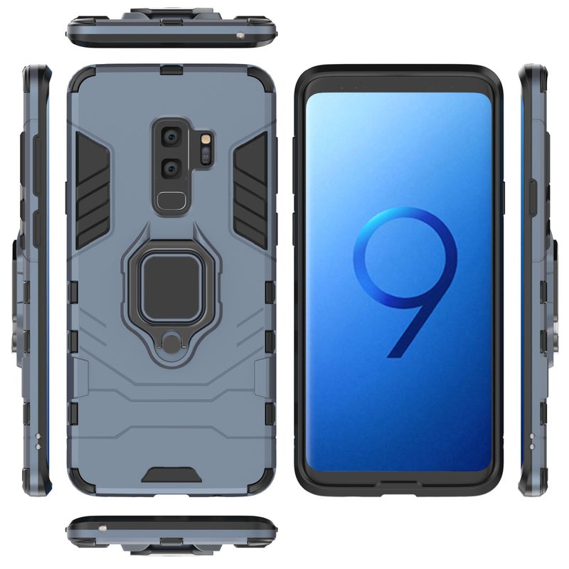 Anti-Fall Ring Bracket Full Package Armor Phone Case Cover For Samsung Galaxy S9 Blue - Image 2