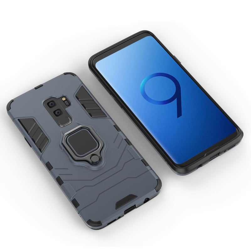 Anti-Fall Ring Bracket Full Package Armor Phone Case Cover For Samsung Galaxy S9 Blue - Image 4
