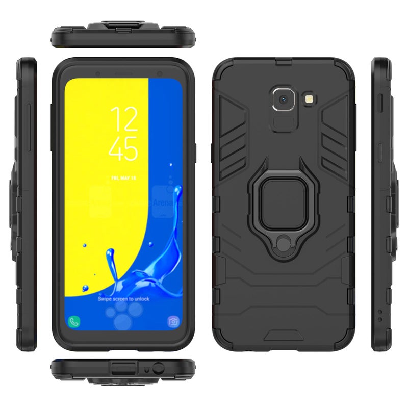 Anti-Fall Ring Bracket Full Package Armor Phone Case Cover For Samsung Galaxy A5 2018 Black  - Image 2