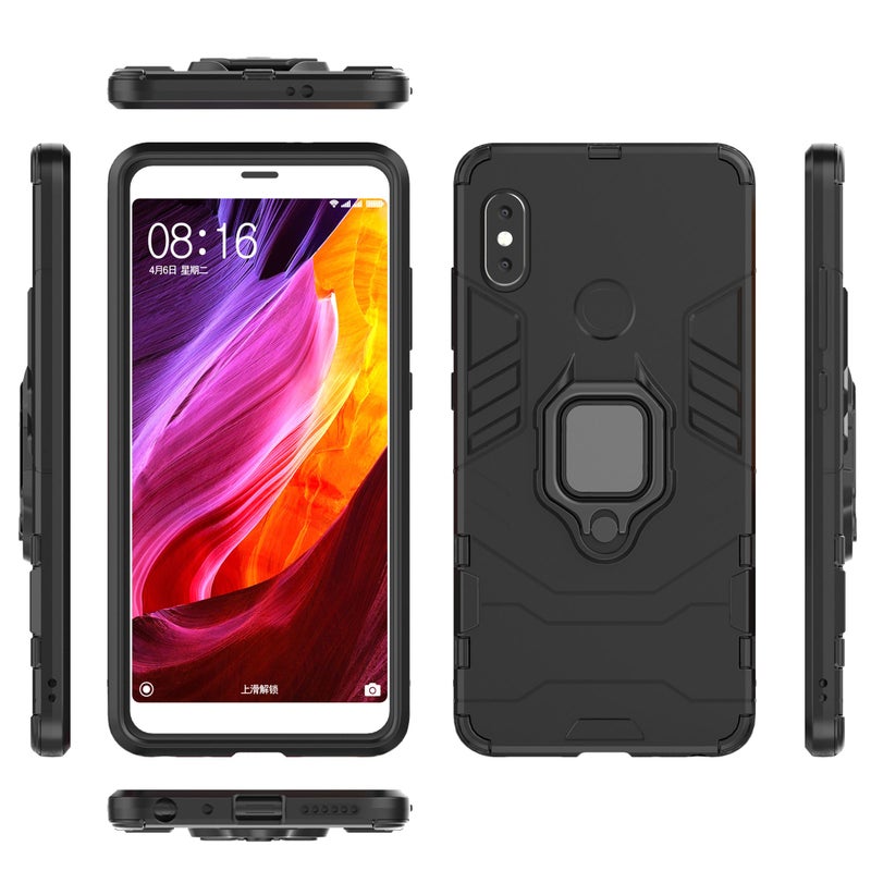 Anti-Fall Ring Bracket Full Package Armor Phone Case Cover For Xiaomi Mi A2 Lite Black - Image 2