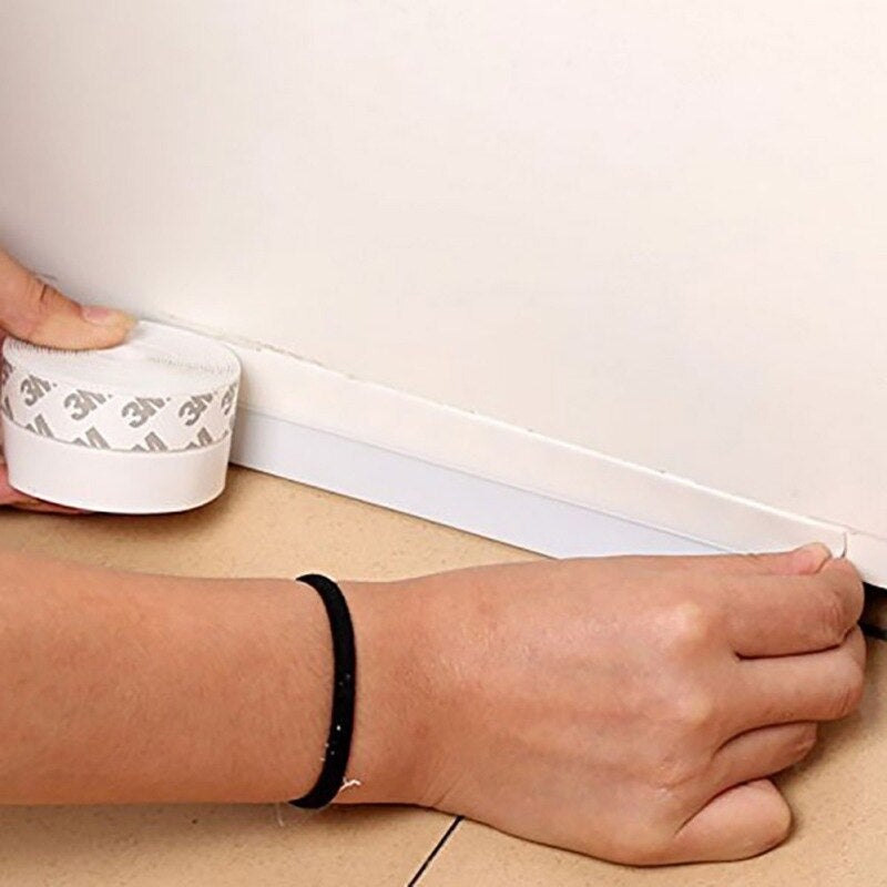3M - Silicone Self-Adhesive Weather Stripping Under Door Draft Stopper Window Seal Strip Noise Stopper Insulator Door Sweep Prevent White 30.0X25.0X5.0cm - Image 1