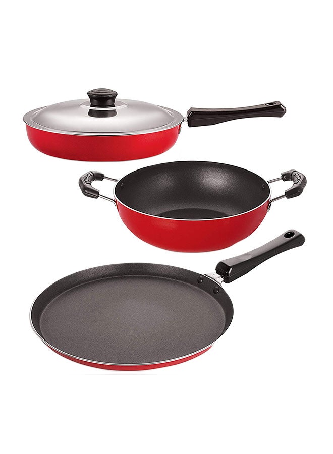 4-Piece Non-Stick Cookware Set Red