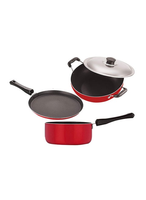 4-Piece Non-Stick Cookware Combo Set Red