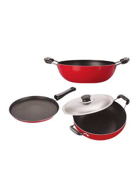 4-Piece Non-Stick Cookware Set Red