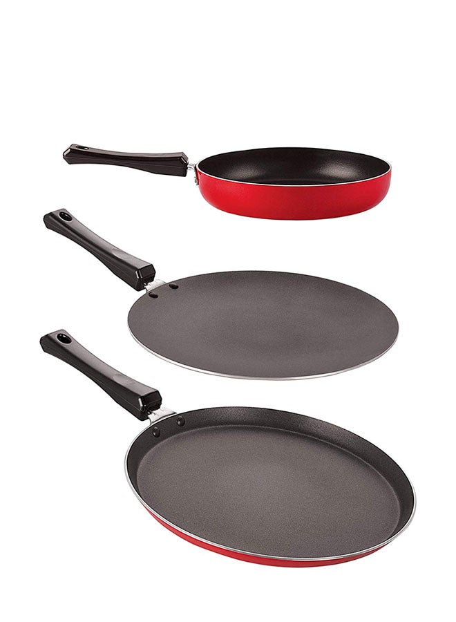 3-Piece Non-Stick Cookware Set Red