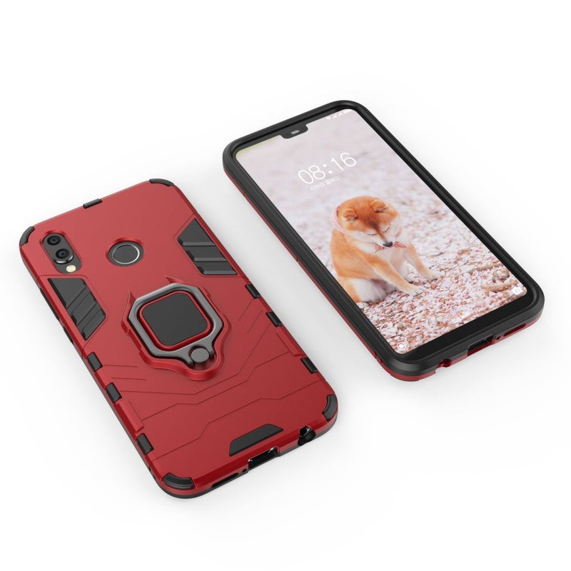 Anti-Fall Ring Bracket Full Package Armor Phone Case Cover For Huawei Honor 10 Lite Red - Image 3