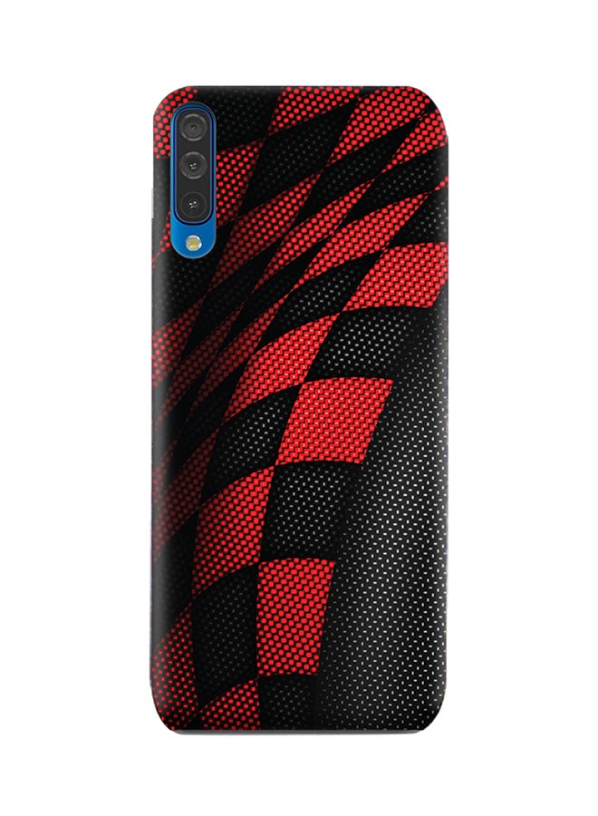 غطاء حماية من البولي يوريثان الحراري بنمط رياضي بلونين أحمر وأسود لهاتف سامسونج جالاكسي A50 مزين بنمط رياضي بلونين الأحمر والأسود
