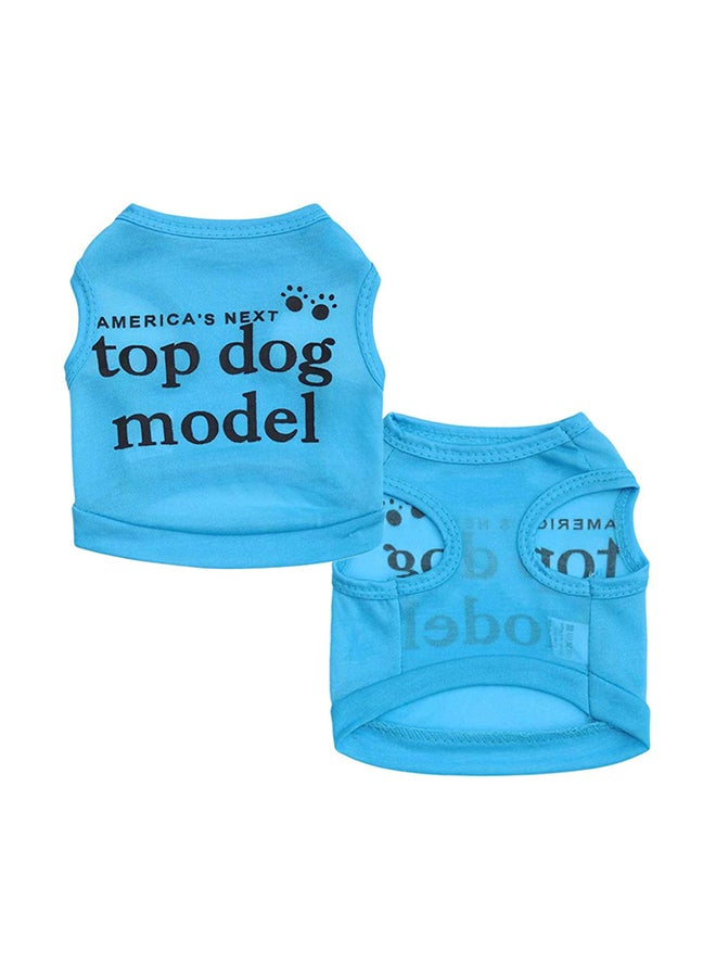 بلولانز فيست بدون أكمام بتصميم رياضي عصري وطبعة أحرف مناسب للكلاب والحيوانات الأليفة في فصل الصيف أزرق