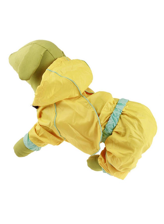 بلولانز معطف للكلاب مضاد للماء بغطاء للرأس وأربع فتحات للسيقان مناسب للأماكن الخارجية، بلون سادة أصفر/ أخضر