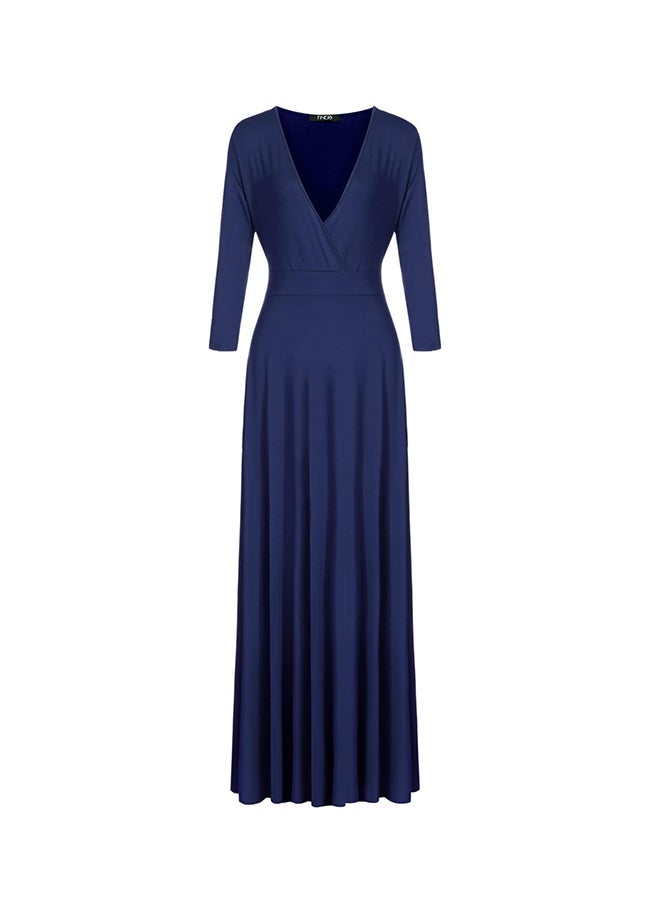 High Waist Stretch Slim Maxi Party Dress Blue - Image 1