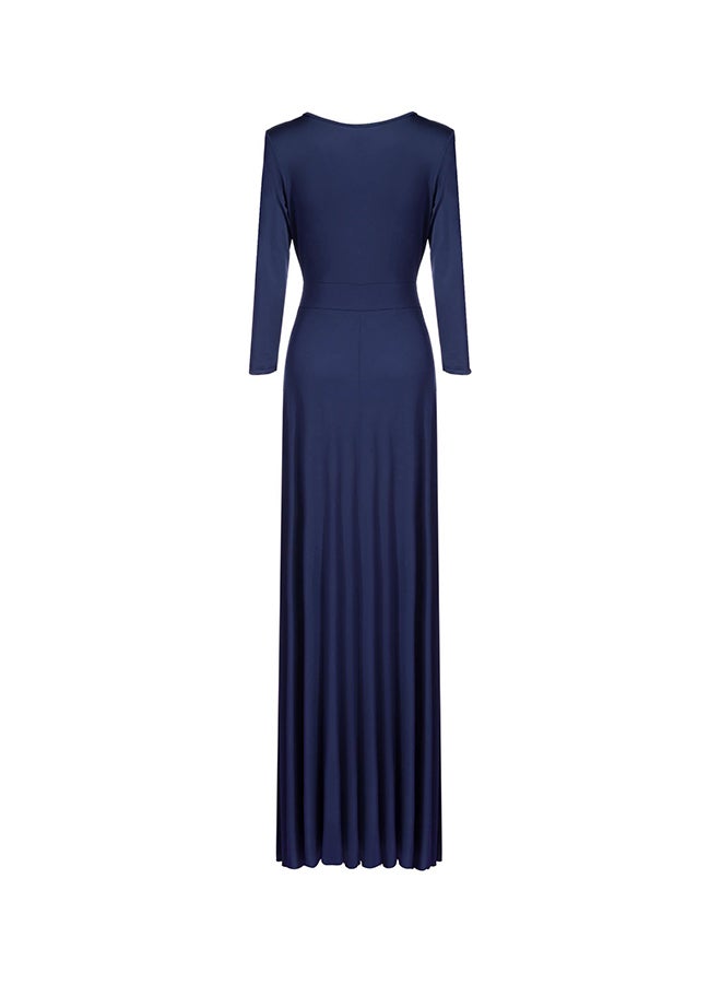 High Waist Stretch Slim Maxi Party Dress Blue - Image 2