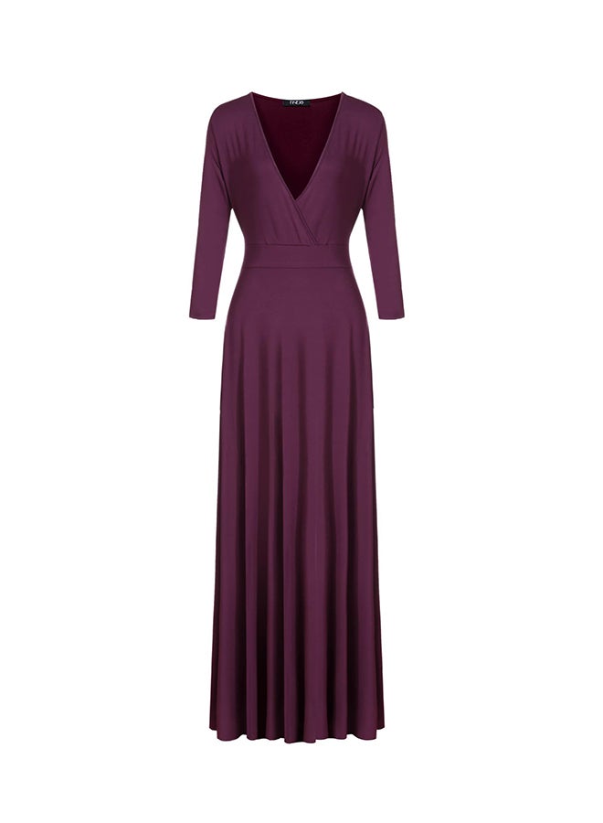High Waist Stretch Slim Maxi Party Dress Purple - Image 1