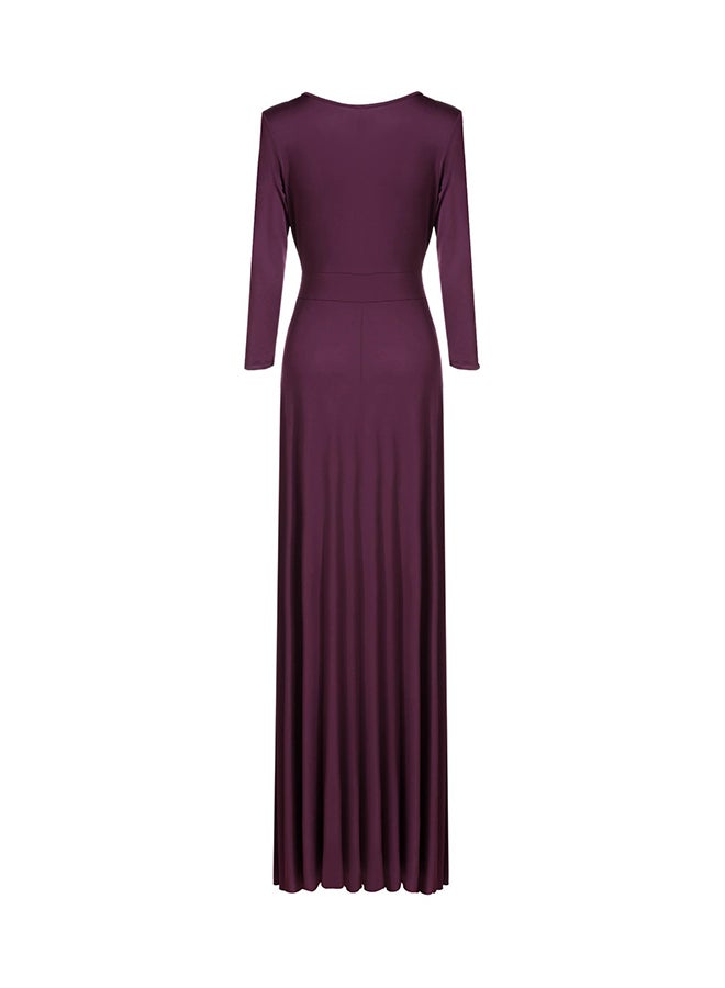 High Waist Stretch Slim Maxi Party Dress Purple - Image 2
