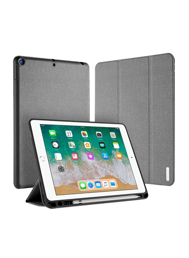 دوكس دوتشيز غطاء حماية قلاب واقٍ مع فتحة للقلم لجهاز أبل آيباد برو 9.7 2017/2018 رمادي