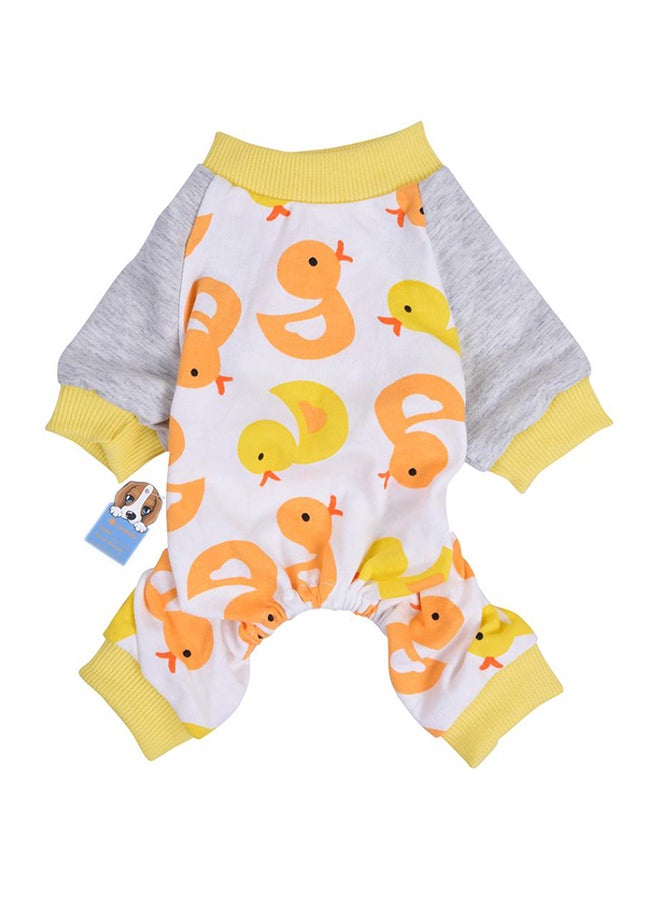 Bluelans Cute Duck Print Unisex Dog Pajamas Four-legged Jumpsuit Clothes Pet Sleepwear Multicolour