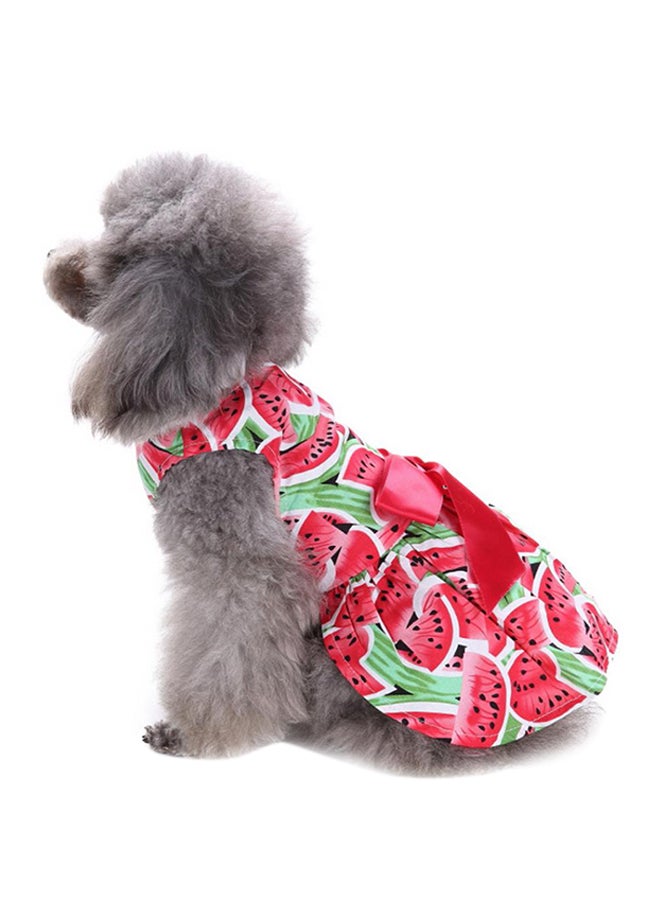 بلولانز رداء بلا أكمام للصيف بطبعة بطيخ ومزين بعقدة فيونكة جميلة للحيوانات الأليفة