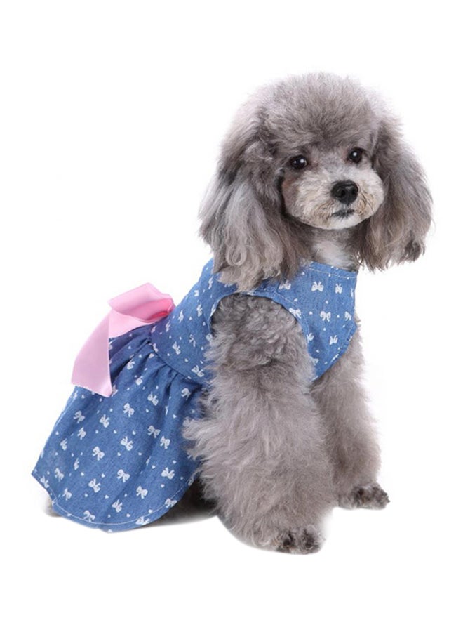 بلولانز فستان للصيف أنيق بلا أكمام من الجينز ومزين بعقدة فيونكة رائعة للكلاب الصغيرة