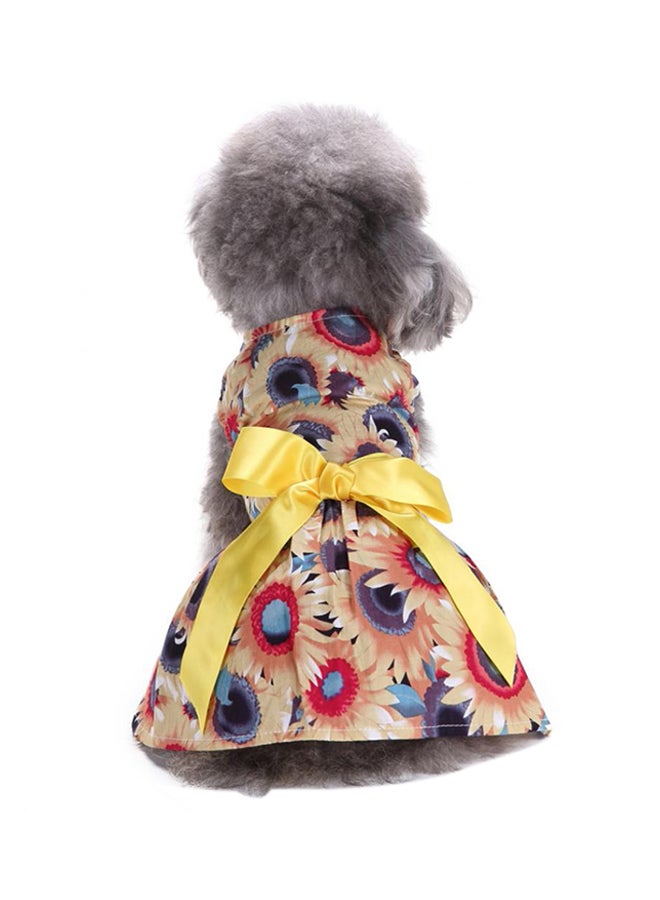 Fashion Summer Floral Print Bowknot Sleeveless Dress Sundress for Pet Dog Puppy Multicolour
