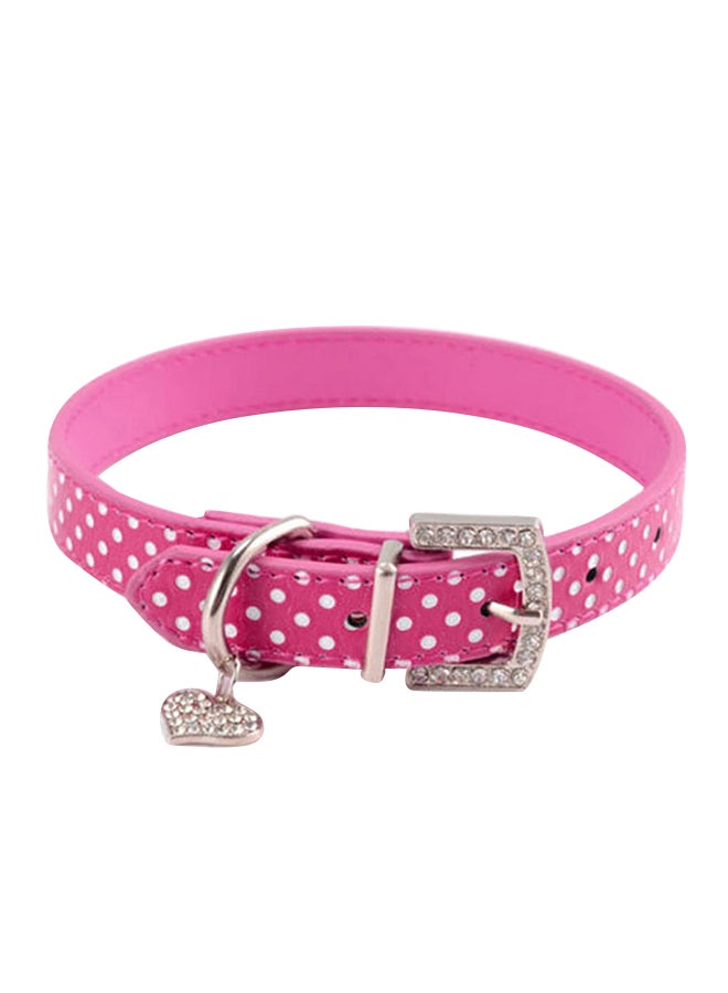 Bluelans Cute Adjustable Faux Leather Dog Shiny Rhinestone Heart Pendant Collar Necklace Black/Pink/White 
