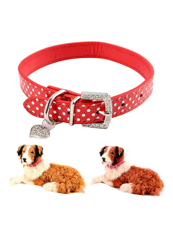 Bluelans Cute Adjustable Faux Leather Dog Shiny Rhinestone Heart Pendant Collar Necklace Orange 